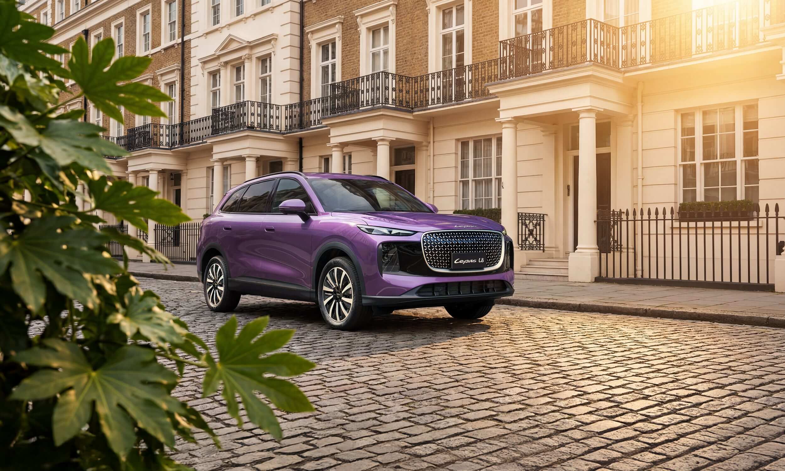 Purple Lepas L8 driving in city